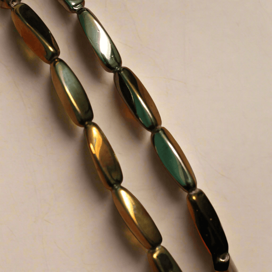 18X5mm Fire Polish Twisty Oval Beads GD - Golden / Glass / Oval