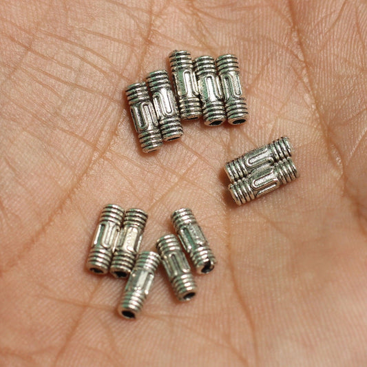 100 Pcs German Silver Tube Beads Silver 7x2mm - Silver / German Silver / Tube