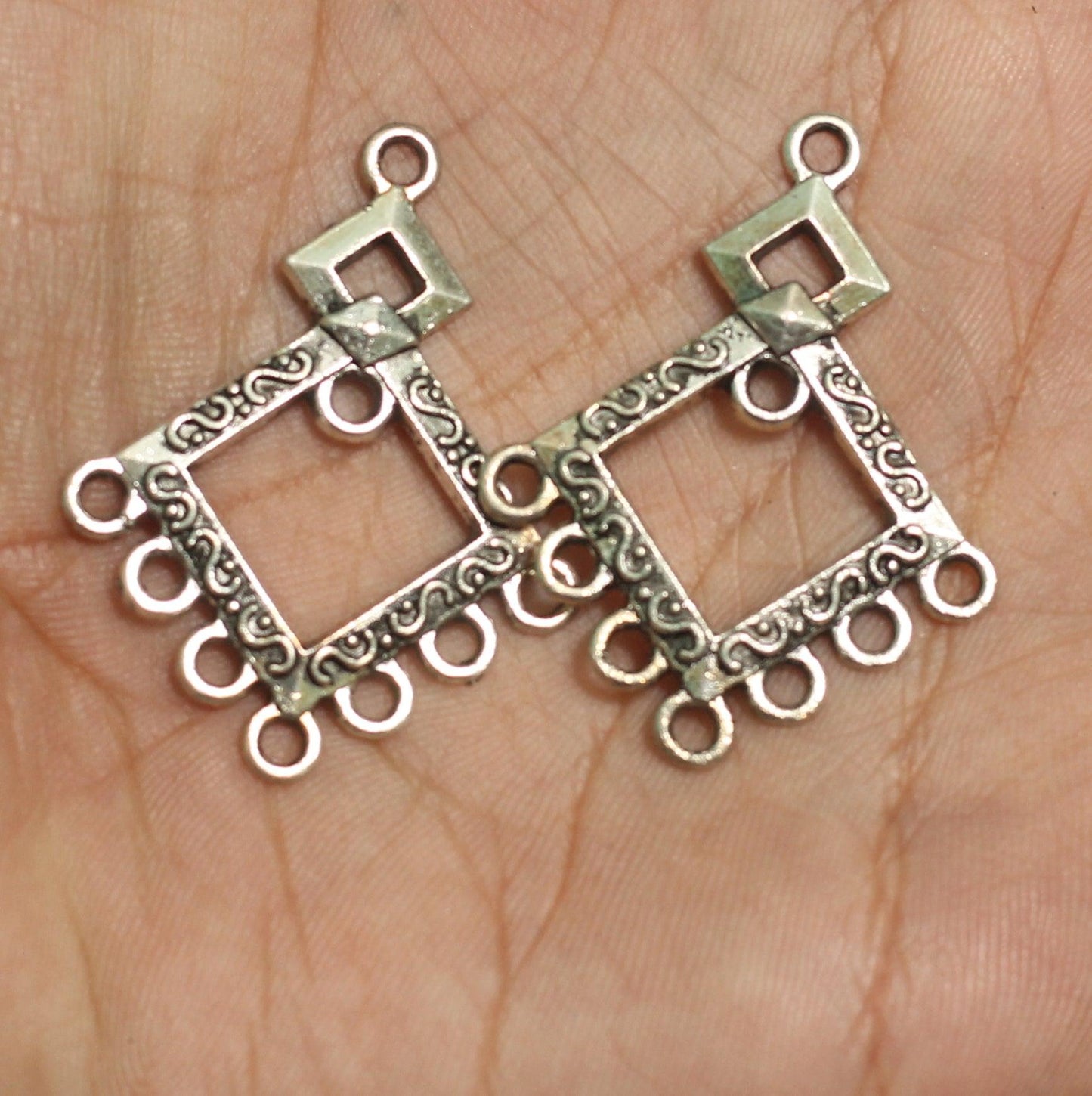 2 Pairs Silver Earring Components 40mm - Silver / Alloy