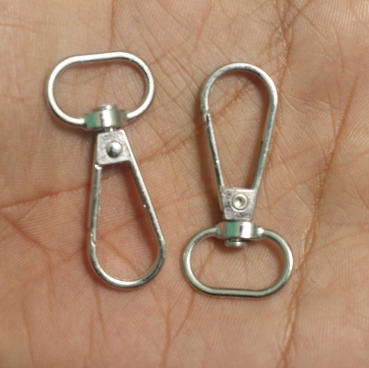 1.5 Inches Key Chains Hooks Swivel Clasp Silver - Silver / Alloy / 10 Pcs