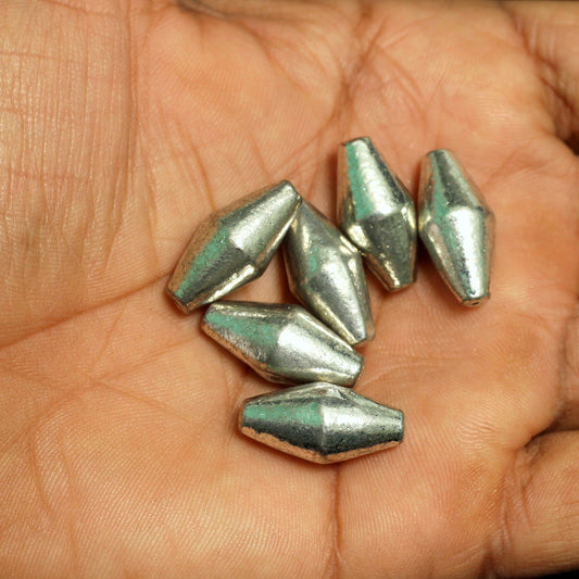 20 Pcs  20x10mm German Silver Dholki Beads - Silver / German Silver / Dholki