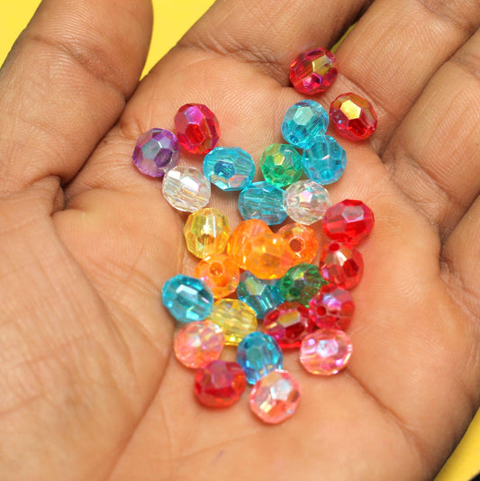 6x5mm Acrylic Faceted Crystal Beads MultiColor - MultiColor / 6mm / 100 gm