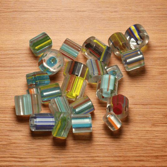 50 Pcs  Assorted Cane Glass Beads MultiColor - MultiColor / Glass / Assorted