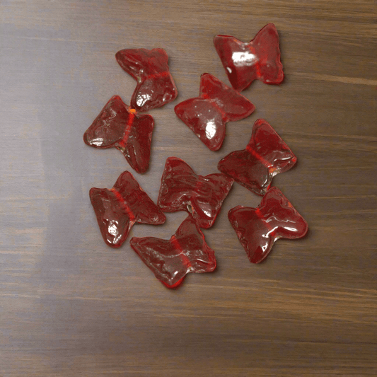 50 Pcs 13x15mm Glass Butterfly Beads Dark Red - Red / Glass / Figures