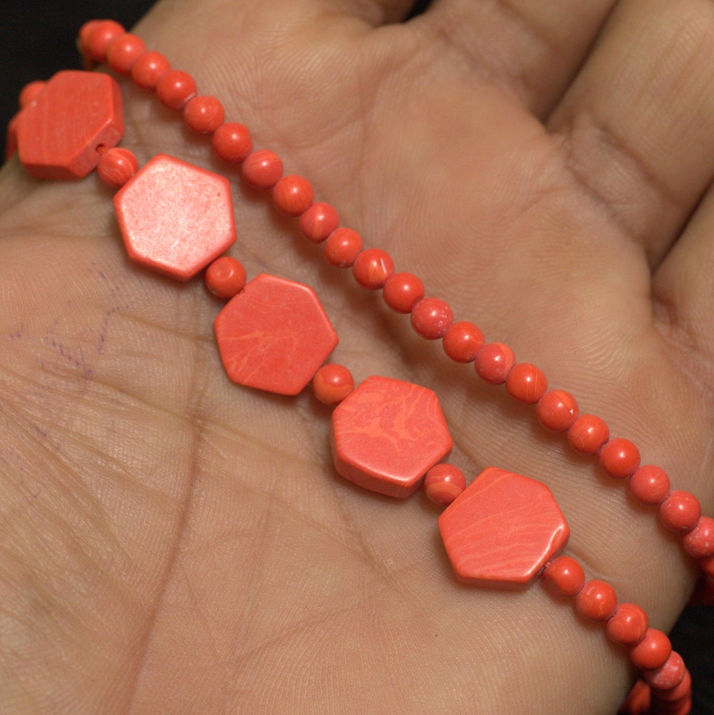 2 Strings Semiprecious Howlite Beads Assorted Styles - Red / Stone / Assorted