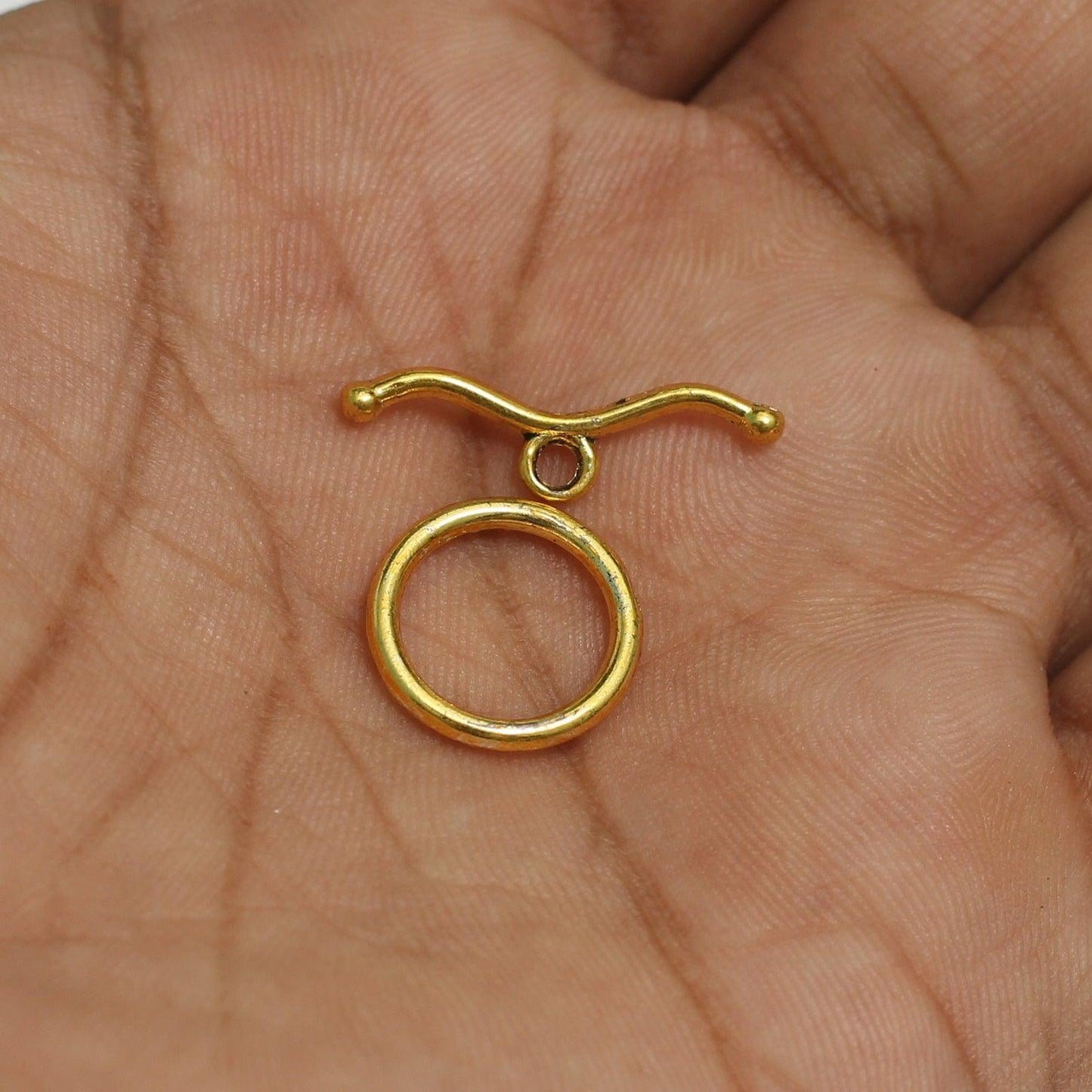 5 Pcs, 14mm Golden German Silver Toggles - 14mm / Golden / German Silver