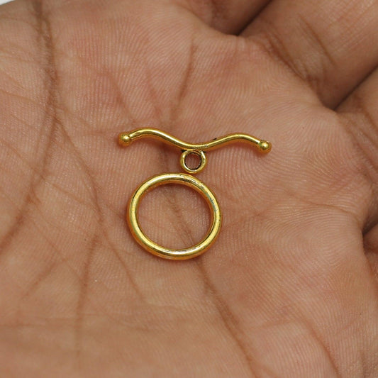 5 Pcs, 14mm Golden German Silver Toggles - 14mm / Golden / German Silver