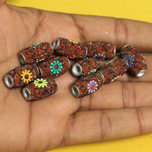 10 Pcs. Lac Tube Beads Multi 18x10mm - MultiColor / Lac / Tube