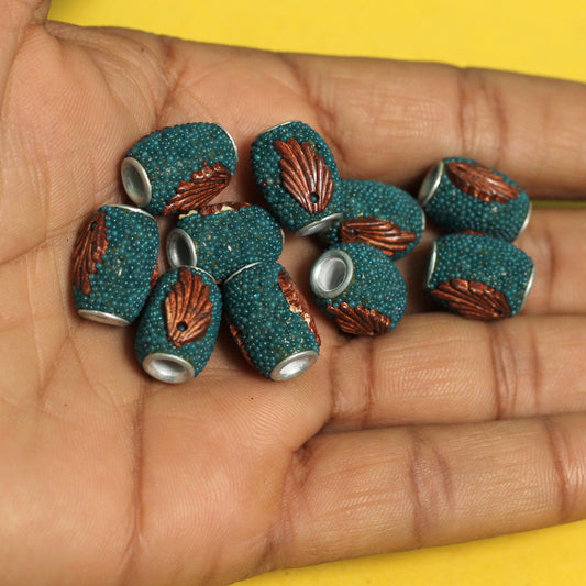 10 Pcs. Lac Oval Beads Teal 15x10mm - Blue / Lac / Oval