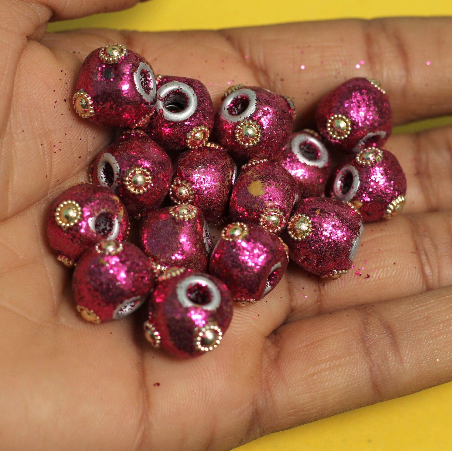 20 Pcs. Lac RONDELLE Beads Magenta 12mm - Pink / Lac / Rondelle