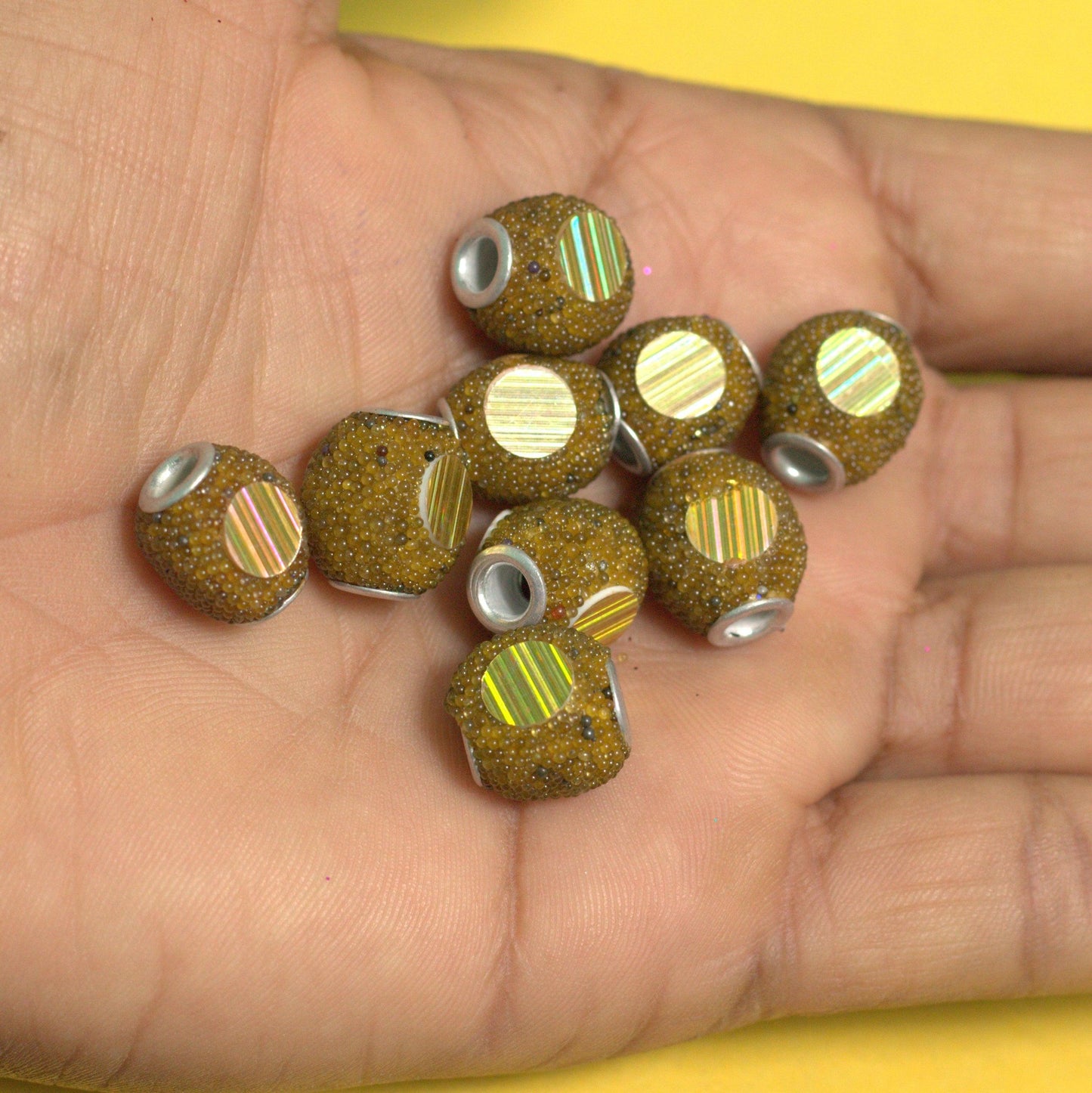 10 Pcs. Lac Tyre Beads Olive Green 12mm - Olive / Lac / Tyre