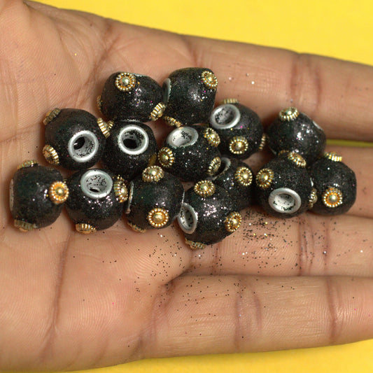 20 Pcs. Lac RONDELLE Beads Black - Black / 12mm / Rondelle