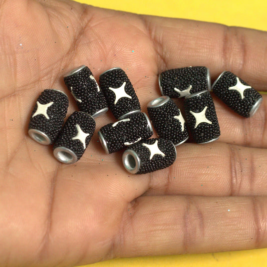 10 Pcs. Lac Tube Beads Black 15x10mm - Black / Lac / Tube