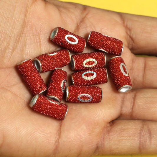 10 Pcs. Lac Tube Beads Red 18x8mm - Red / Lac / Tube