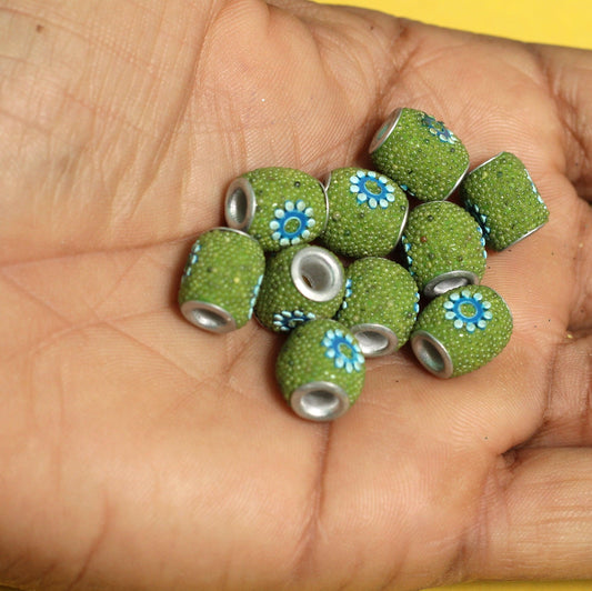 10 Pcs. Lac Tyre Beads Peridot 12mm - Green / Lac / Tyre