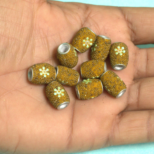 10 Pcs. Lac Oval Beads Yellow 13x9mm - Yellow / Lac / Oval