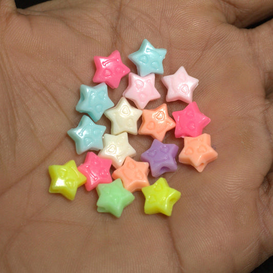 100 gm, 8mm Acrylic Assorted Star Beads - MultiColor / Acrylic / 100 gm