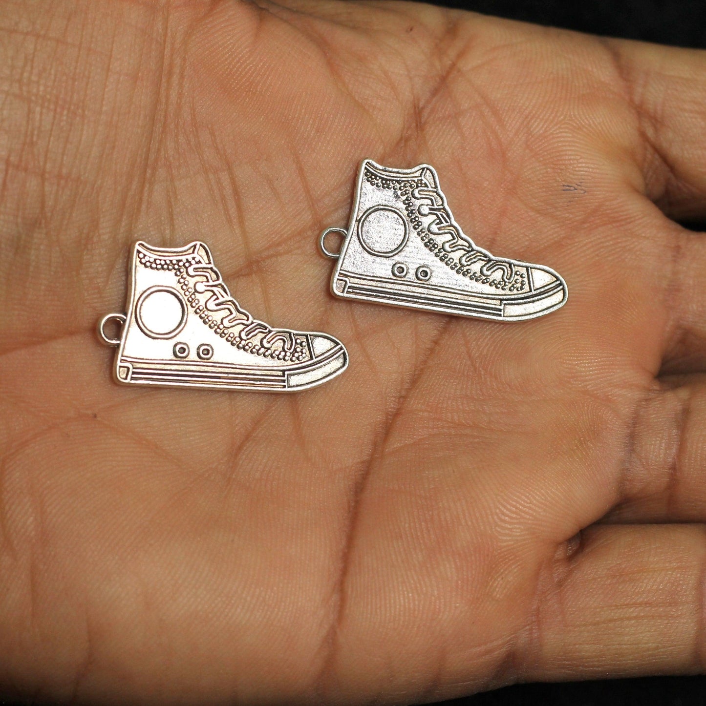 Tibetan Alloy  Shoes/Sneakers Antique Silver Enamel Settings 30x17x1.5mm - 2 Pcs [ Rs 32.5 / Piece ]
