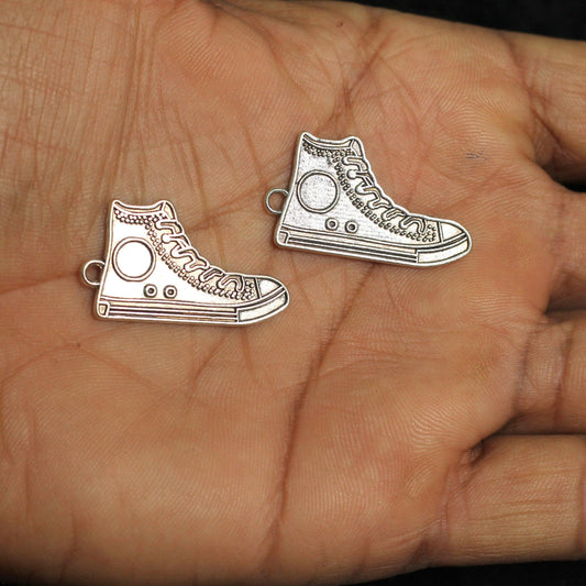 Tibetan Alloy  Shoes/Sneakers Antique Silver Enamel Settings 30x17x1.5mm - 2 Pcs [ Rs 32.5 / Piece ]