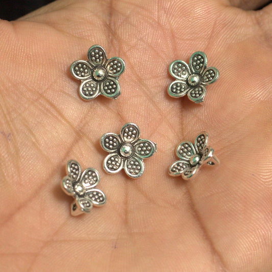10 Pcs German Silver Flower Charms 12mm - Silver / German Silver / Flower