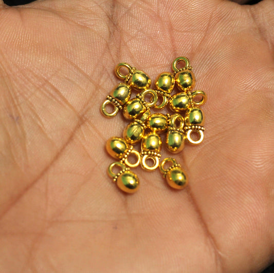 50 Pcs German Silver Charms Golden 10x5mm - Golden / German Silver / Round