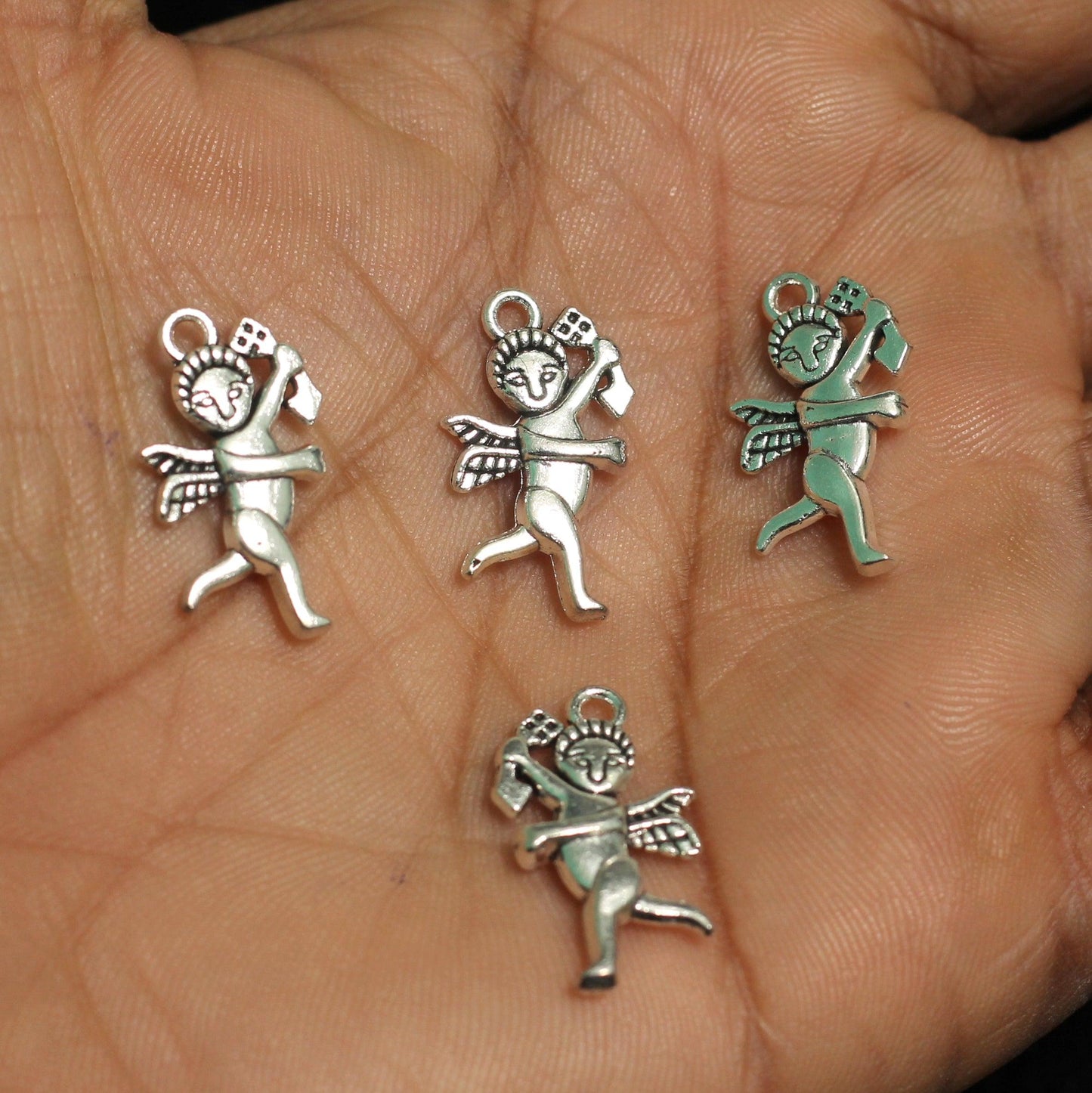 22mm German Silver Angel Charms - Silver / German Silver / 10 Pcs [ Rs 9.5 / Piece ]