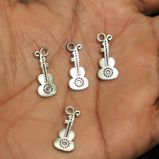 21mm German Silver Guitar Charms - Silver / German Silver / 10 Pcs [ Rs 9.5 / Piece ]