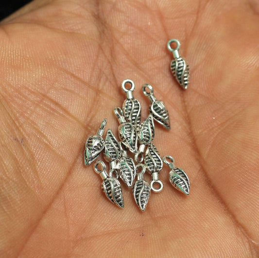 50 Pcs German Silver Leaf Charms 12mm - Silver / German Silver / Leaf