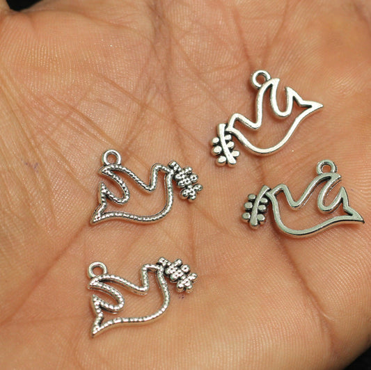 15mm German Silver Birds Charms - Silver / German Silver / 10 Pcs [ Rs 7.5 / Piece ]