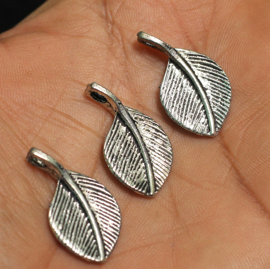 German Silver Leaf Charms 20mm - Silver / German Silver / 10 Pcs [ Rs 9.5 / Piece ]