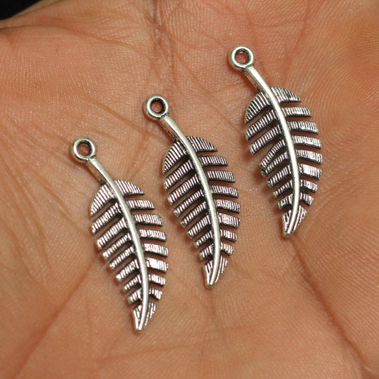 German Silver Leaf Charms 22mm - Silver / German Silver / 10 Pcs [ Rs 9.5 / Piece ]
