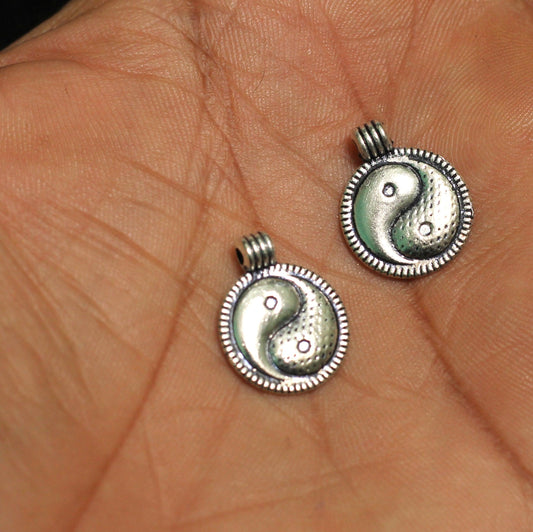 12mm German Silver Yin Yang Charms - Silver / German Silver / 10 Pcs [ Rs 8.5 / Piece ]