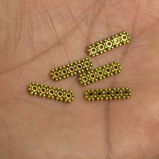 20 Pcs German Silver 5 Strings Connectors Golden 15x3mm - Golden / 15mm / German Silver