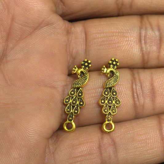 2 Pairs German Silver Earring Components Golden 25x7 mm - Golden / German Silver