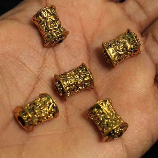 10 Pcs German Silver Golden Plated Beads 16x12mm - Golden / German Silver / Tube