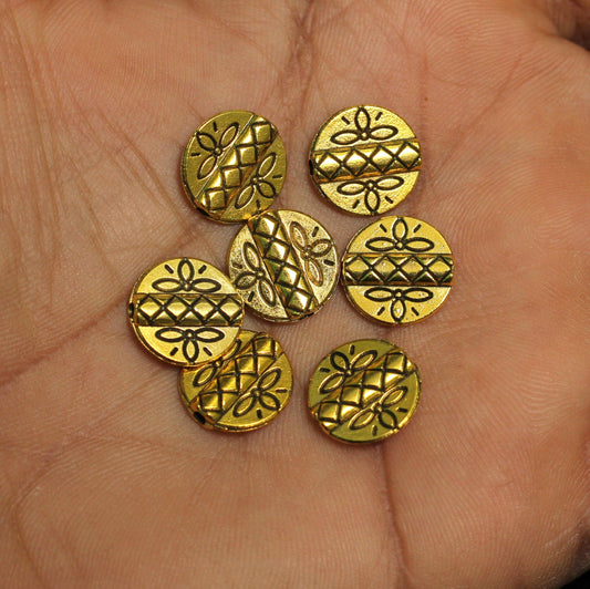 10 Pcs, 11mm German Silver Round Beads Golden - Golden / German Silver / Round