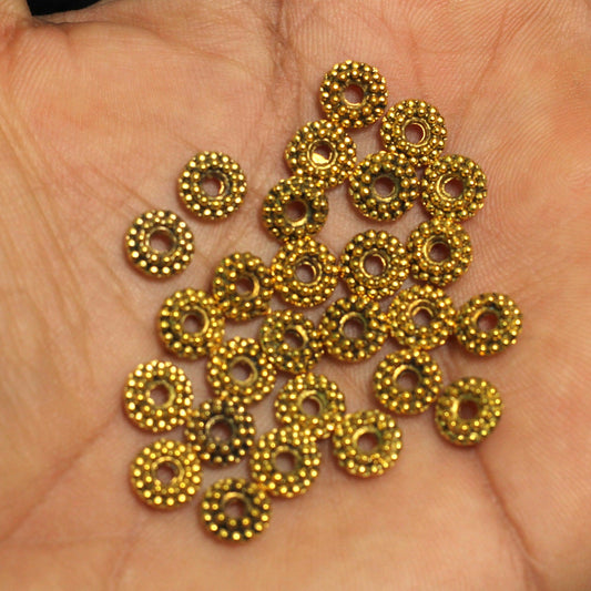 100 Pcs German Silver Round Spacer Beads Golden 5mm - Golden / German Silver / Round
