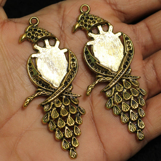 1 Pcs German Silver Golden Pendants 71x28 mm - Golden / German Silver