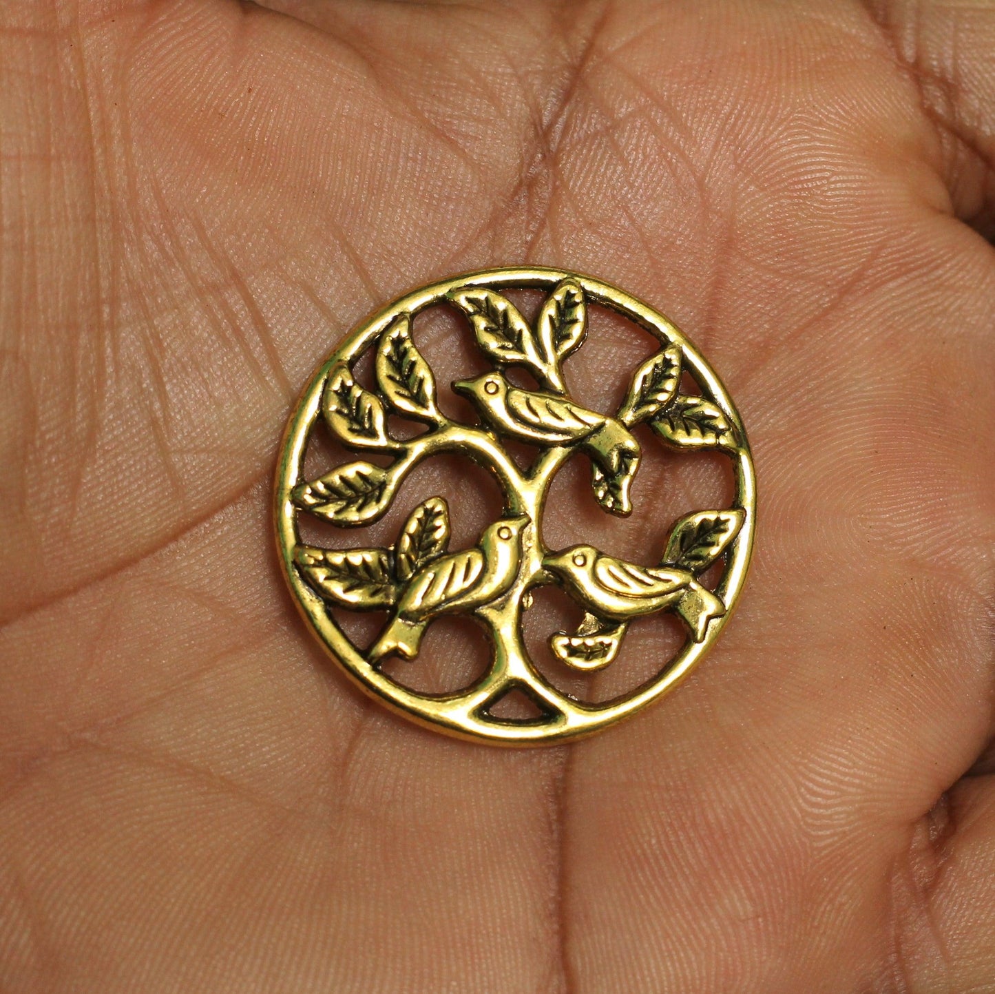 2 Pcs German Silver Golden Pendants 33 mm - Golden / German Silver