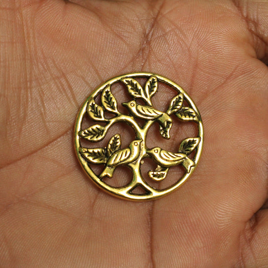 2 Pcs German Silver Golden Pendants 33 mm - Golden / German Silver