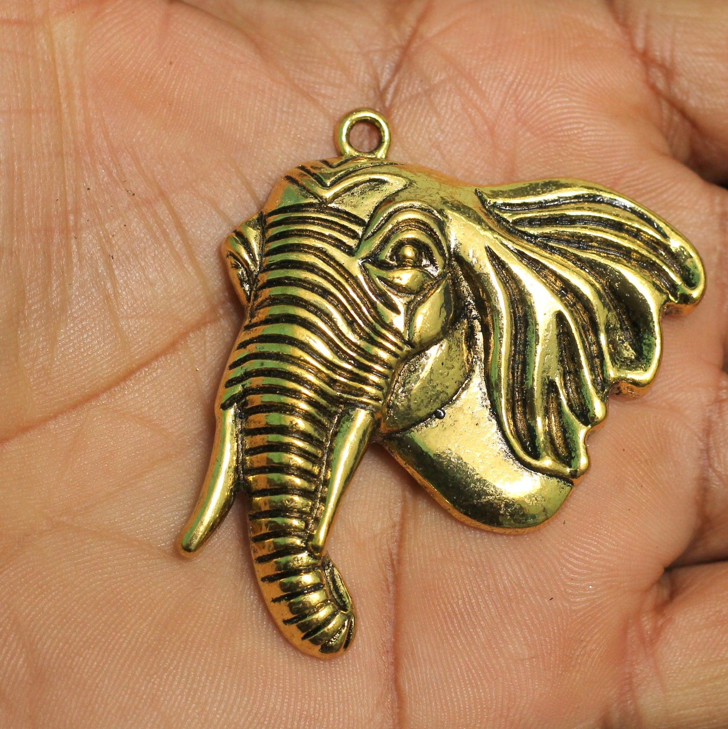 1 Pc German Silver Elephant Pendants Golden - Golden / German Silver / Elephant