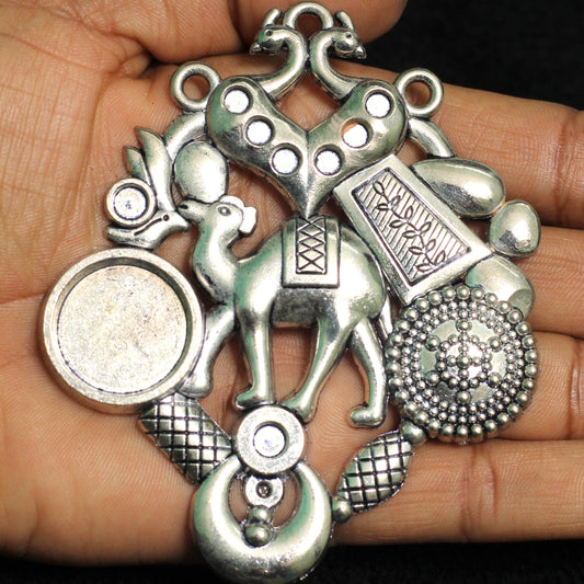 1 Pcs, 3.75 Inch German Silver Camel Pendant - Silver / German Silver / 3.7 Inch