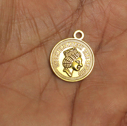 10 Pcs German Silver Pendants Golden 24x20mm - Golden / German Silver