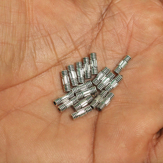50 Pcs German Silver Spacer Beads 9x3mm - Silver / German Silver / Tube