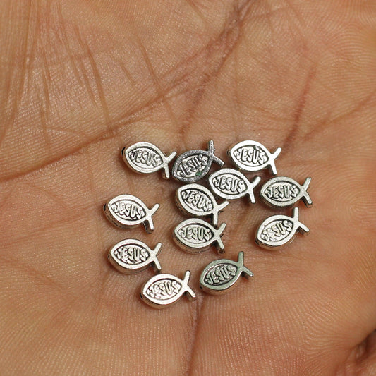 50 Pcs German Silver Spacer Beads 7x5mm - Silver / German Silver / Figures