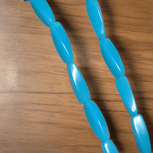 1 Strings Glass Twisty Oval Beads  17x5 mm - Blue / Glass / Oval