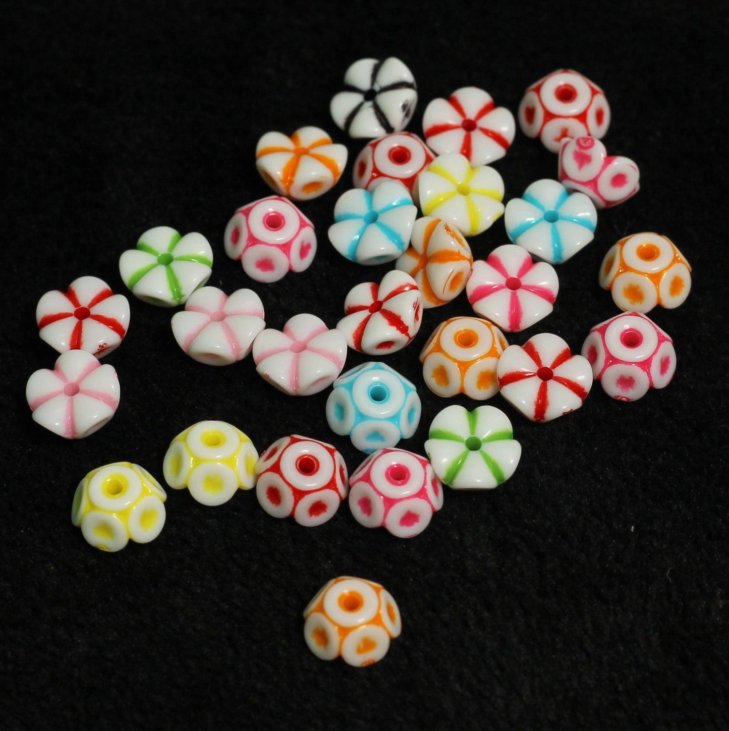 100 gm, 12x6mm Flower Acrylic Beads Assorted Color - MultiColor / Acrylic / 100 gm