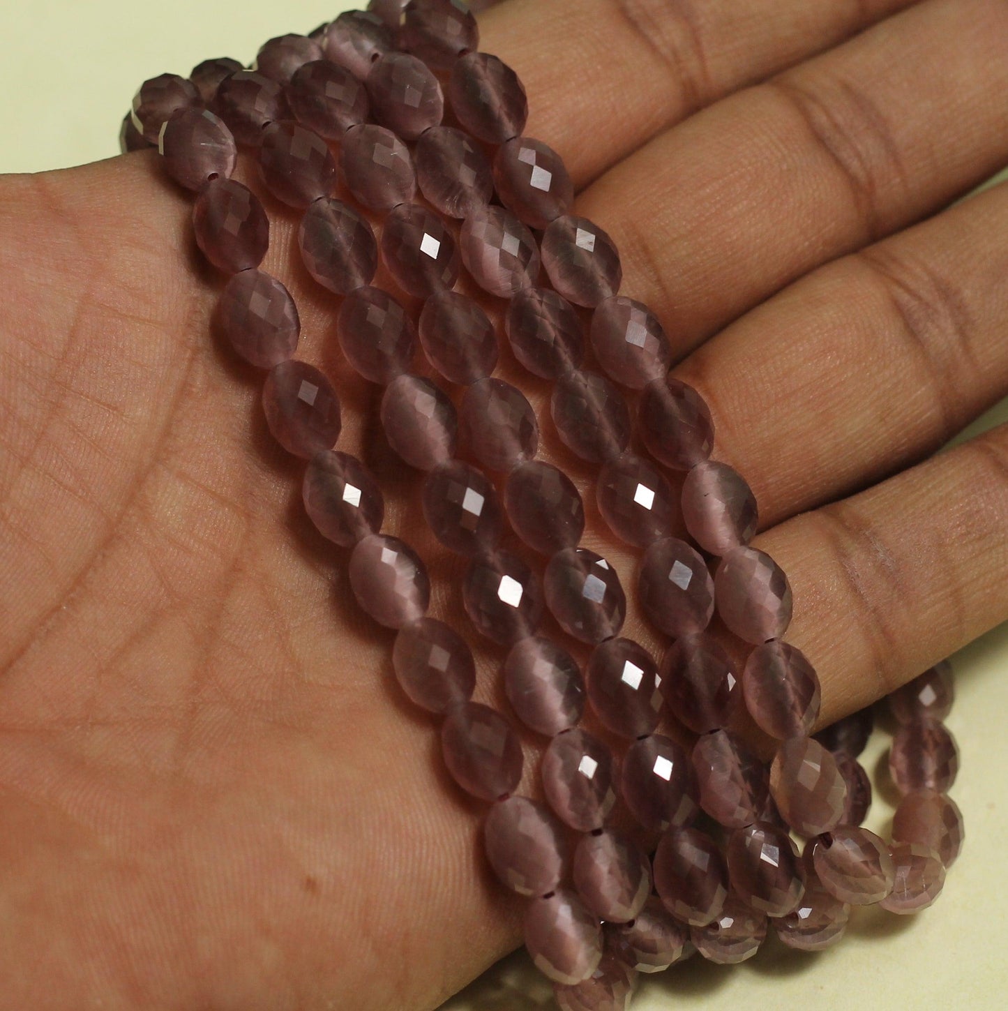 9x7mm Natural Gemstone Oval Micro Faceted Monalisa Beads - Purple / 9mm / 1 String