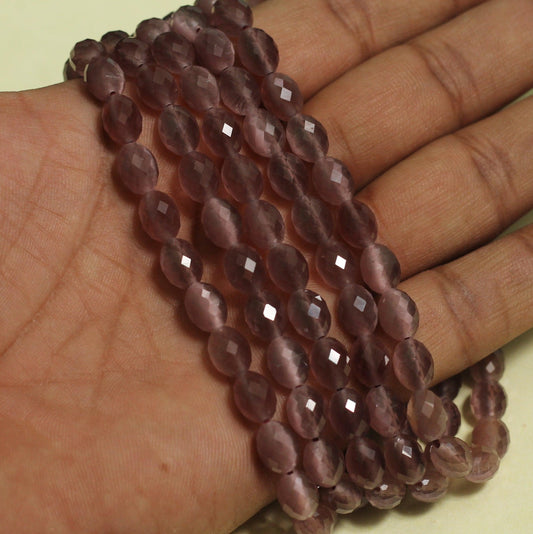 9x7mm Natural Gemstone Oval Micro Faceted Monalisa Beads - Purple / 9mm / 1 String