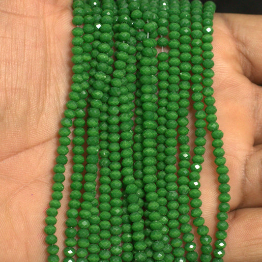 1 String 3mm Crystal Faceted Opaque Rondelle Beads - Green / 3mm / Rondelle